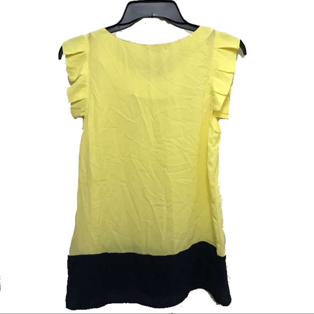 Papaya Two Tone Yellow Ruffle Sleeve Dress Top - Picture 2 of 3
